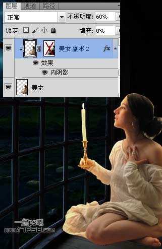 ‘photoshop合成深幽的古堡中心寒的美女图片‘