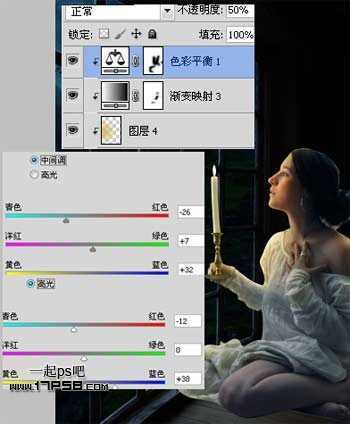 ‘photoshop合成深幽的古堡中心寒的美女图片‘