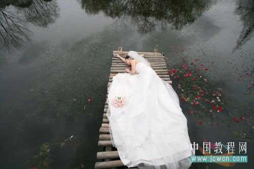 ‘Photoshop制作漂亮的青色水墨外景婚片‘