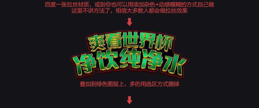 ‘PS制作冲击力极强的世界杯横幅文字效果‘