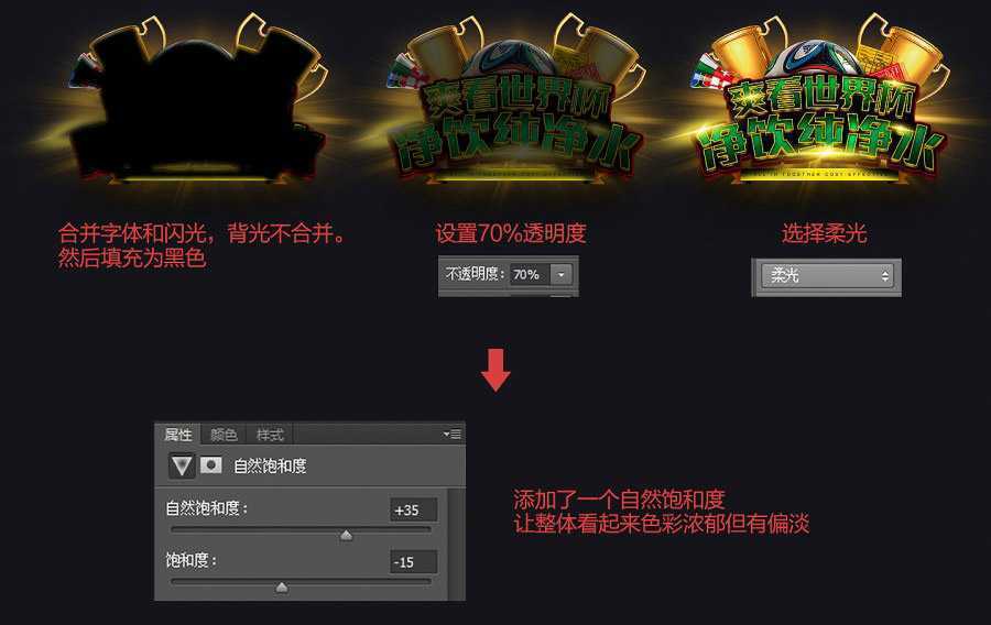 ‘PS制作冲击力极强的世界杯横幅文字效果‘