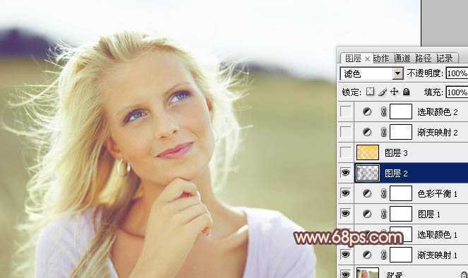 ‘Photoshop将外景人物图片调成甜美的淡绿色‘