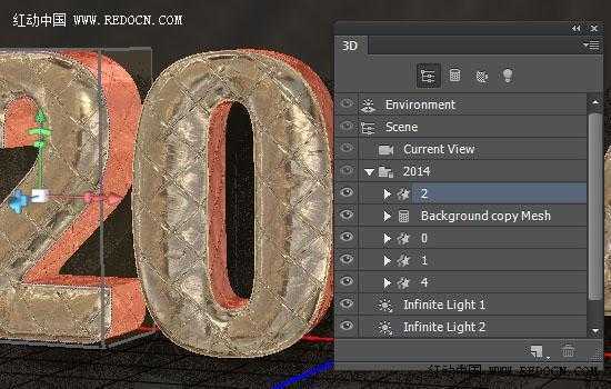 ‘photoshop利用3D工具制作质感突出的古金属立体字2014‘