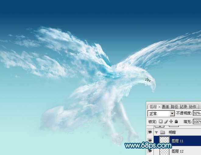 ‘Photoshop制作一只创意的云彩雄鹰‘