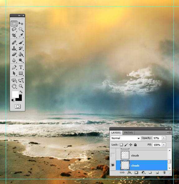 ‘photoshop经典合成海边带伞飞翔的仙女‘