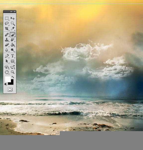 ‘photoshop经典合成海边带伞飞翔的仙女‘