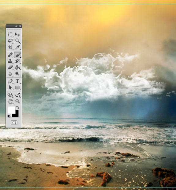 ‘photoshop经典合成海边带伞飞翔的仙女‘