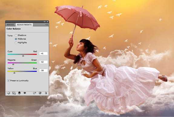 ‘photoshop经典合成海边带伞飞翔的仙女‘