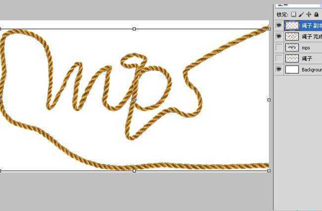 ‘photoshop将利用CS5操控变形工具把绳子扭曲成想要的文字效果‘