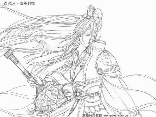 ‘ps鼠绘长发飘逸的佩剑侠女教程‘