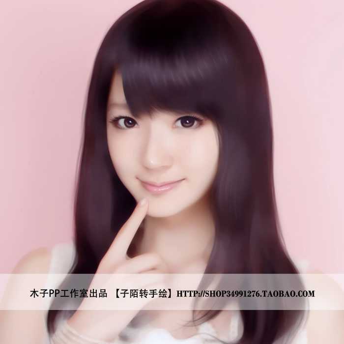 ‘Photoshop将美女图片制作成写实风格仿手绘效果‘