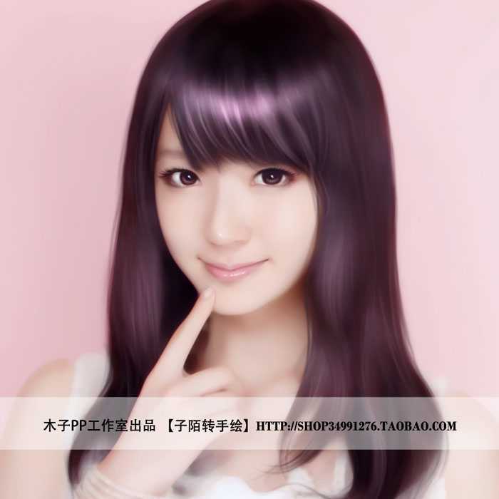 ‘Photoshop将美女图片制作成写实风格仿手绘效果‘