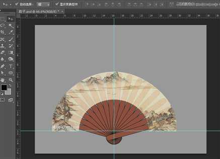 ‘Photoshop鼠绘一把展开效果的香木折扇‘