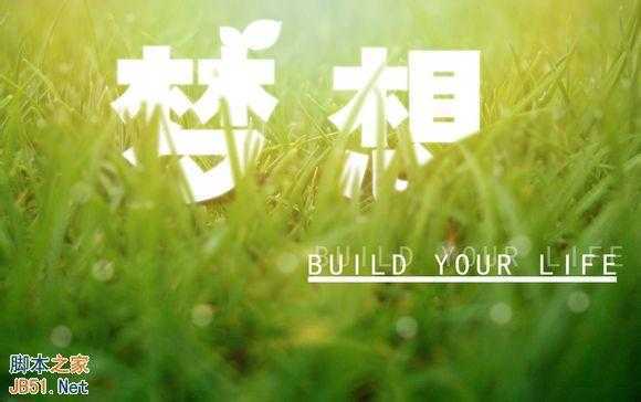 ‘如何利用PS制作绿色草丛里的文字‘