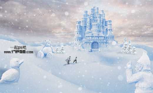 ‘用PS合成童话世界里冰雪城堡场景‘