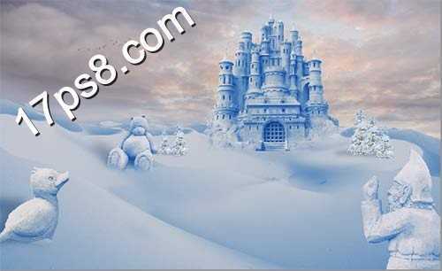 ‘用PS合成童话世界里冰雪城堡场景‘