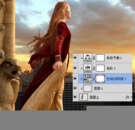 ‘photoshop合成站在阳台上的欣赏落日的美女‘