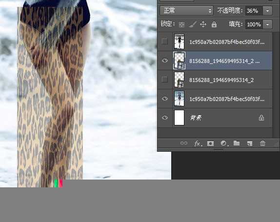‘Photoshop给海边美女腿部添加豹纹图案教程‘