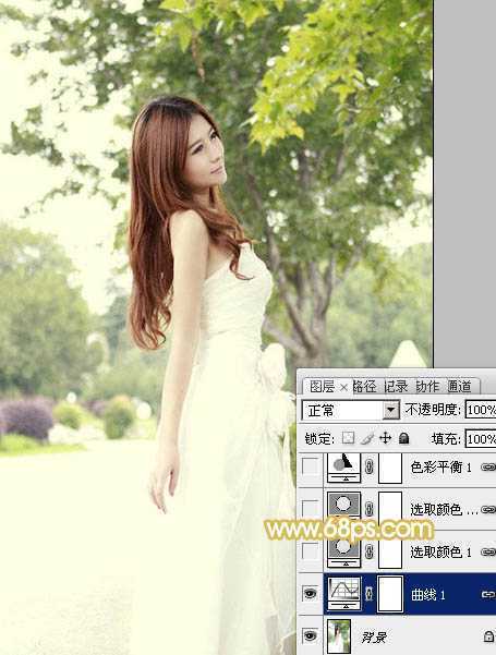 ‘Photoshop将公园美女图片调制出柔美的秋季阳光色‘