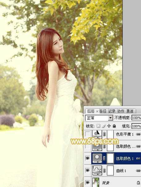 ‘Photoshop将公园美女图片调制出柔美的秋季阳光色‘