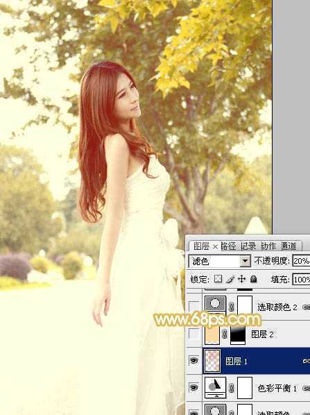 ‘Photoshop将公园美女图片调制出柔美的秋季阳光色‘