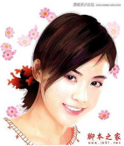 Illustrator网格工具绘制写实美女教程,脚本之家