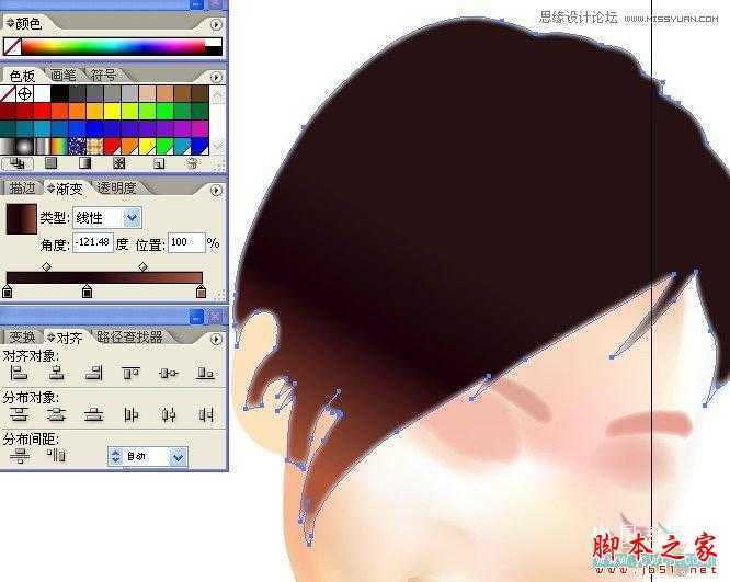 Illustrator网格工具绘制写实美女教程,脚本之家