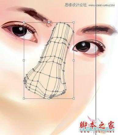 Illustrator网格工具绘制写实美女教程,脚本之家