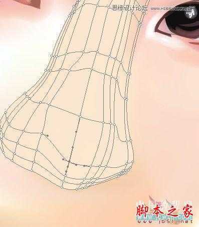 Illustrator网格工具绘制写实美女教程,脚本之家