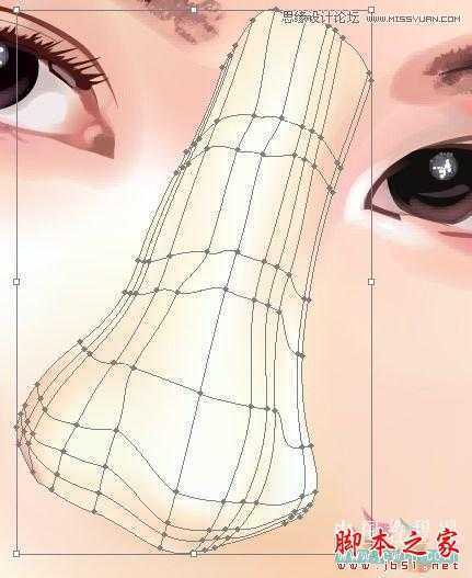 Illustrator网格工具绘制写实美女教程,脚本之家