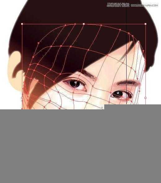 Illustrator网格工具绘制写实美女教程,脚本之家
