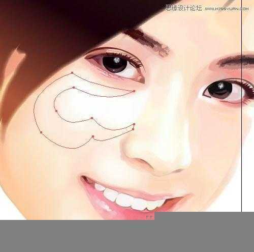 Illustrator网格工具绘制写实美女教程,脚本之家