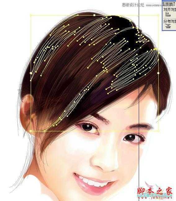 Illustrator网格工具绘制写实美女教程,脚本之家