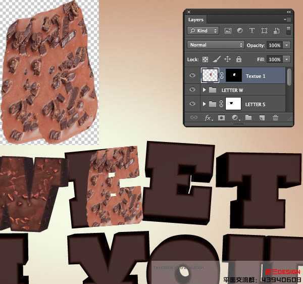 ‘Photoshop设计制作出逼真的巧克力糖果立体字‘