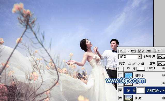 ‘Photoshop为原野婚片打造出甜美的淡蓝色效果‘