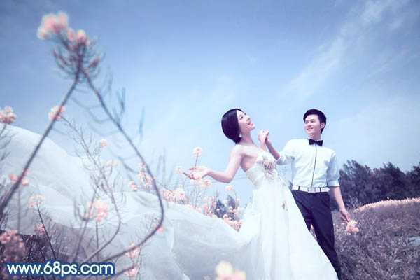 ‘Photoshop为原野婚片打造出甜美的淡蓝色效果‘