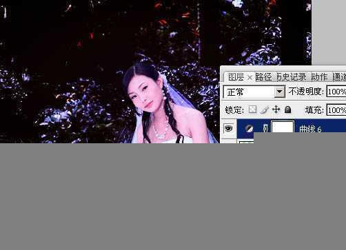‘Photoshop将外景婚片调成斑斓的暗蓝色‘
