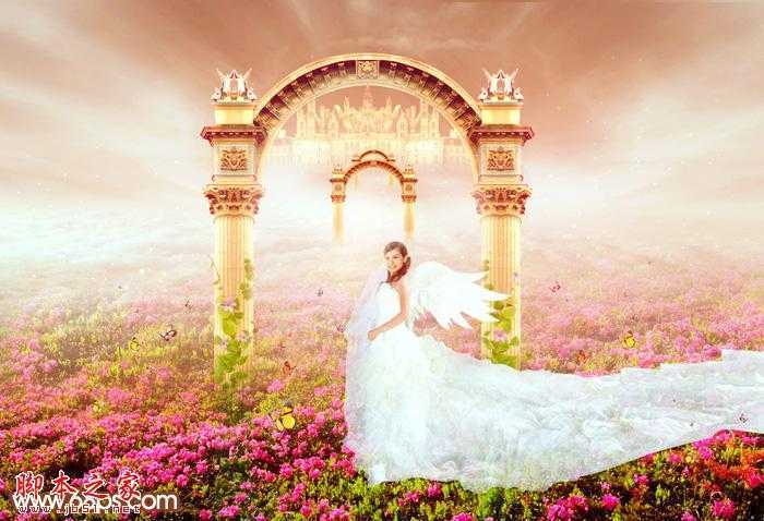 ‘Photoshop设计打造出圣洁唯美梦幻般的天使婚片‘