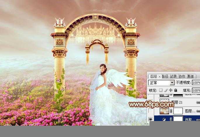 ‘Photoshop设计打造出圣洁唯美梦幻般的天使婚片‘
