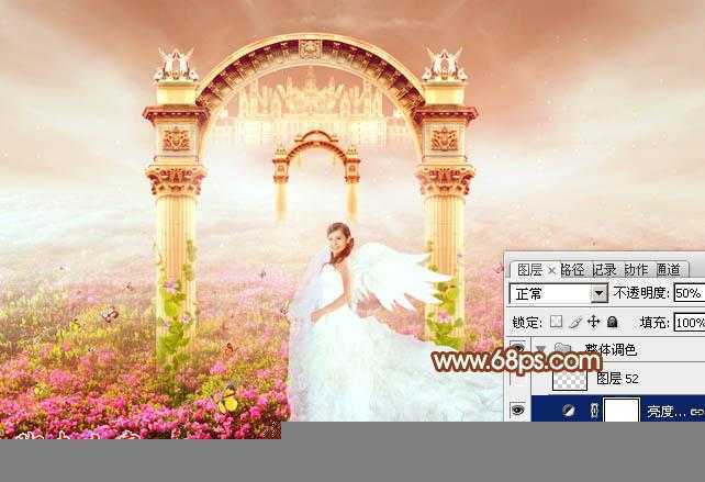 ‘Photoshop设计打造出圣洁唯美梦幻般的天使婚片‘