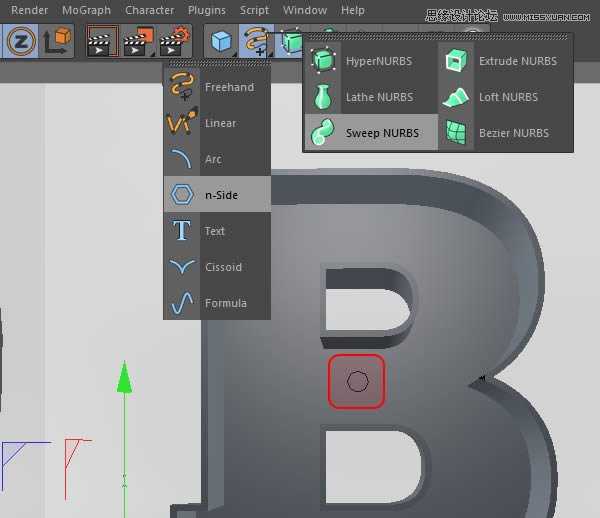 ‘Photoshop结合C4D制作三维立体艺术字母B‘