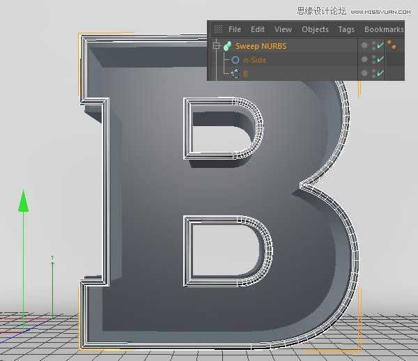 ‘Photoshop结合C4D制作三维立体艺术字母B‘