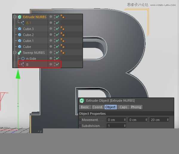 ‘Photoshop结合C4D制作三维立体艺术字母B‘