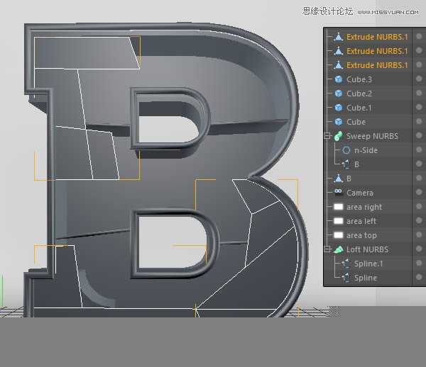 ‘Photoshop结合C4D制作三维立体艺术字母B‘
