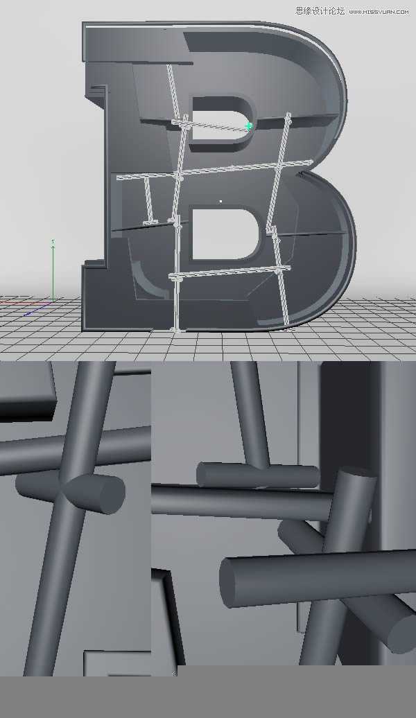 ‘Photoshop结合C4D制作三维立体艺术字母B‘