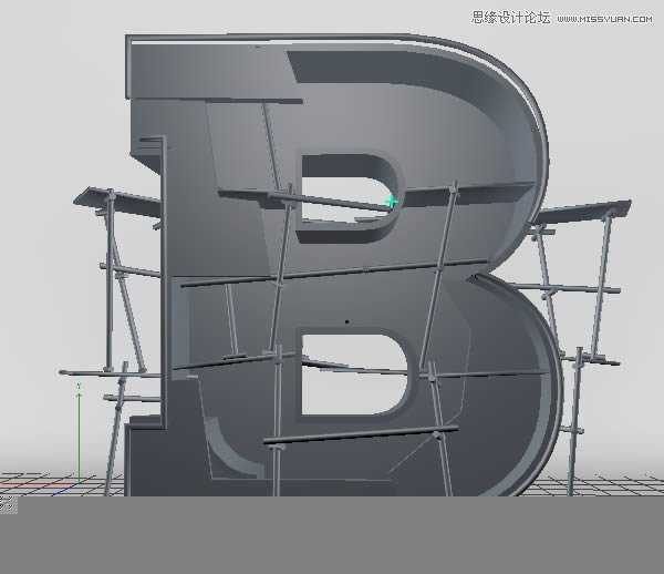 ‘Photoshop结合C4D制作三维立体艺术字母B‘