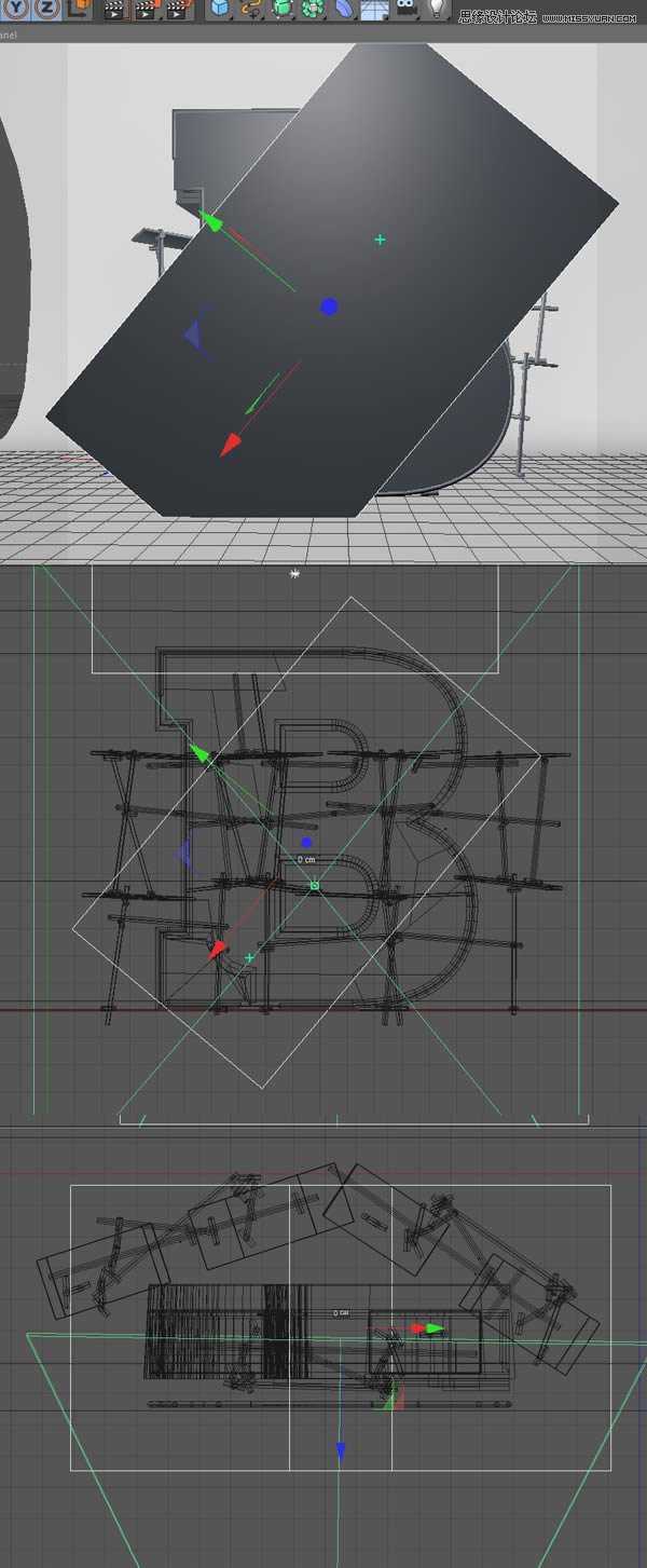 ‘Photoshop结合C4D制作三维立体艺术字母B‘