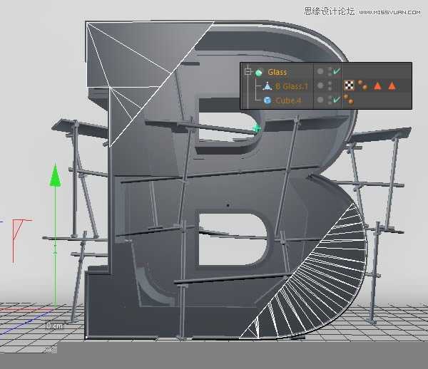 ‘Photoshop结合C4D制作三维立体艺术字母B‘