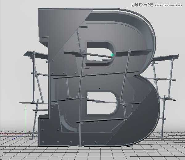 ‘Photoshop结合C4D制作三维立体艺术字母B‘
