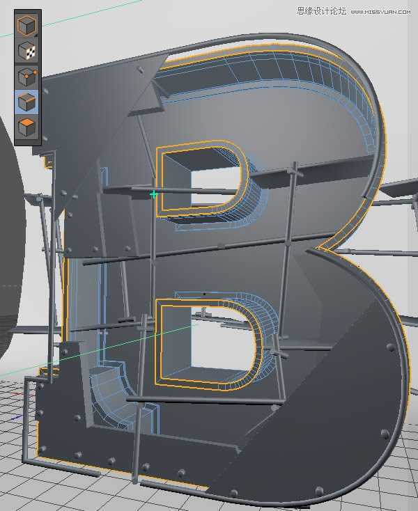‘Photoshop结合C4D制作三维立体艺术字母B‘